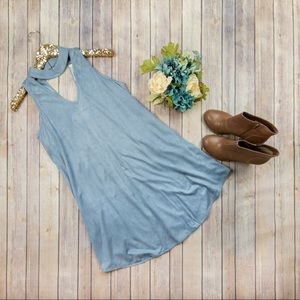 Blue Suede-Like Dress